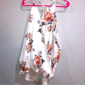 Floral high low tank top - silky fabric, juniors:XS